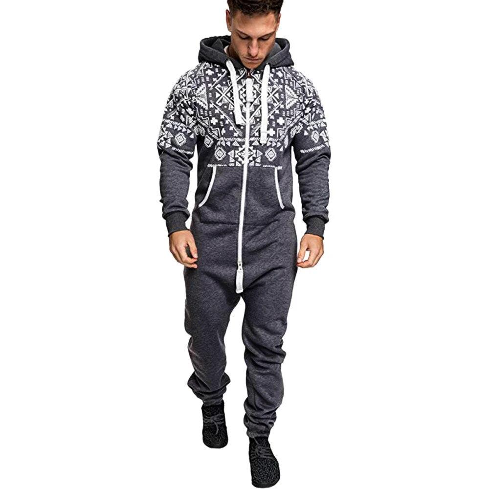 Men's Printed One-piece Pajamas by GJG Denim