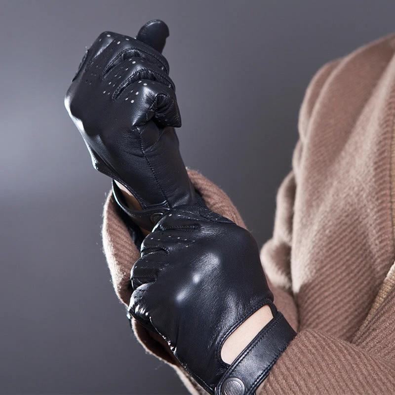 Sheepskin Leather Touch Screen Gloves For Men by GJG Denim
