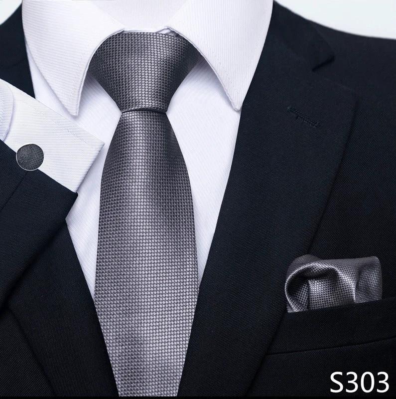 Men's Creative All-match Business Formal Wear Tie Scarf Cufflink Set by GJG Denim