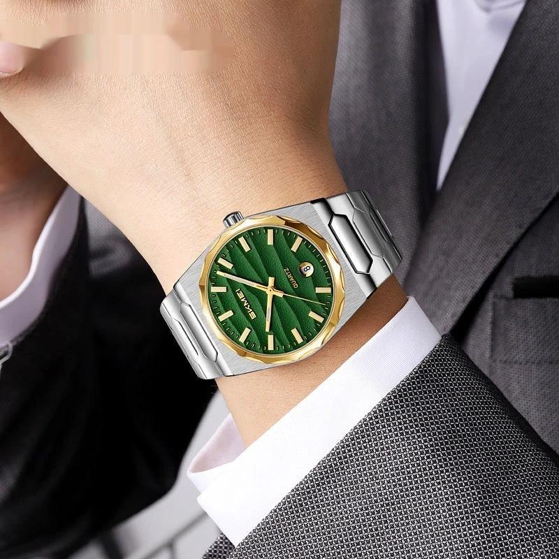 Men's Watch With A Steel Band Calendar Function by GJG Denim