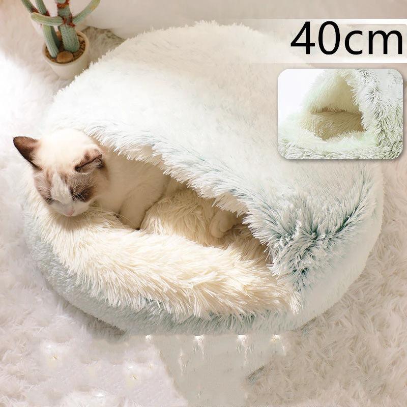 2 In 1 Dog And Cat Bed Pet Winter Bed Round Plush Warm Bed House Soft Long Plush Pets Bed Pet Products by GJG Denim