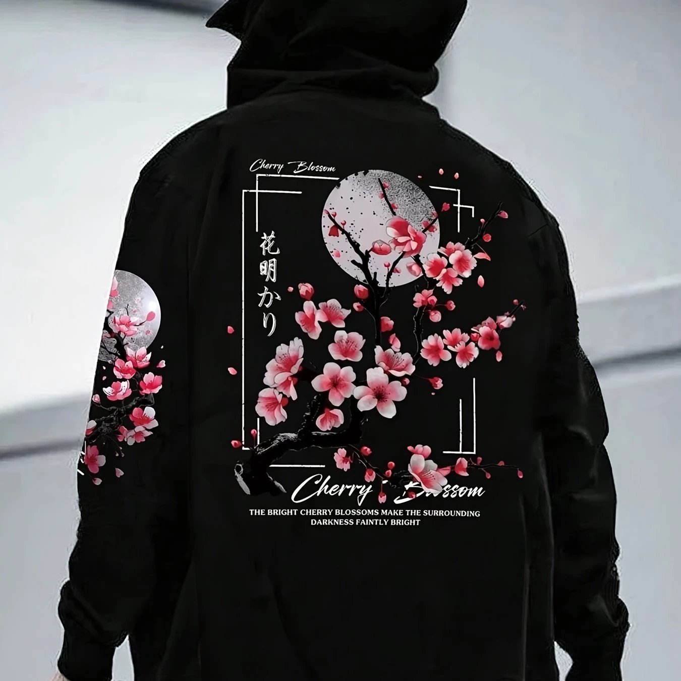 Men's Hoodie With Cherry Blossom Pattern Lining by GJG Denim