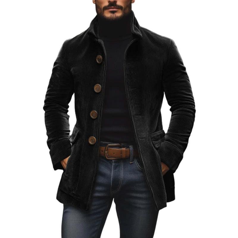Men's Stand Collar Button-up Coat Casual Jacket by GJG Denim