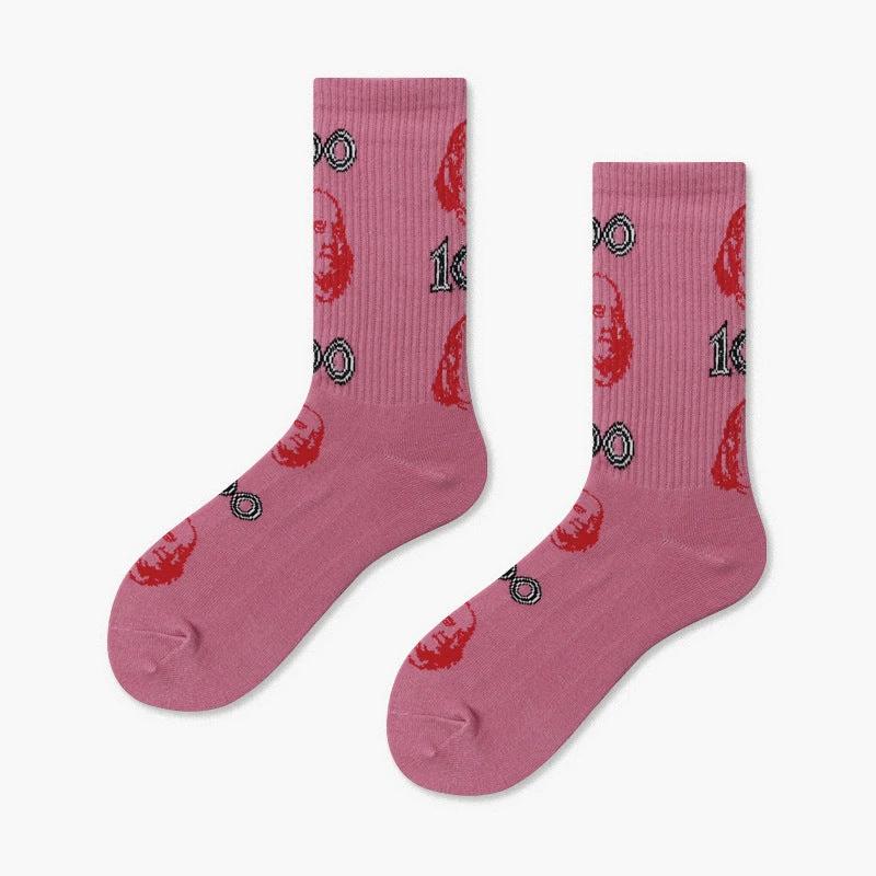 Men's Creative And Minimalist Printed Casual Breathable Mid Length Socks by GJG Denim