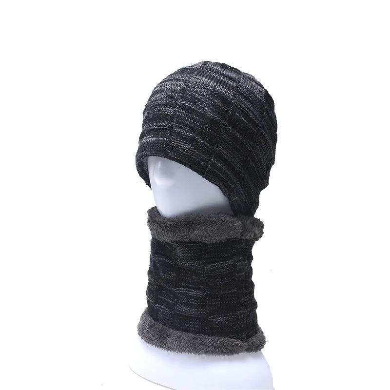 Men's Knitted Beanie and Neck Warmer Set by GJG Denim