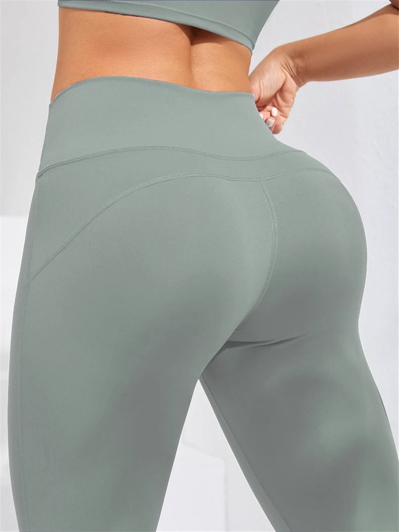 Women's Solid Color Casual High Waist Hip Lift Yoga Pants by GJG Denim