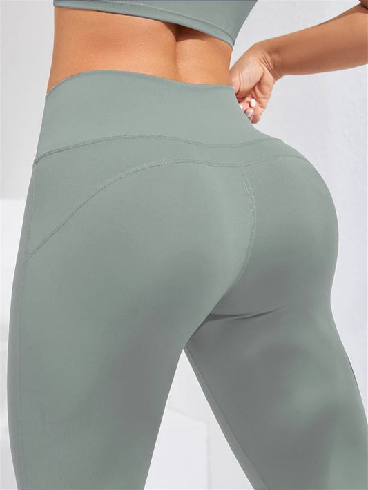 Women's Solid Color Casual High Waist Hip Lift Yoga Pants by GJG Denim