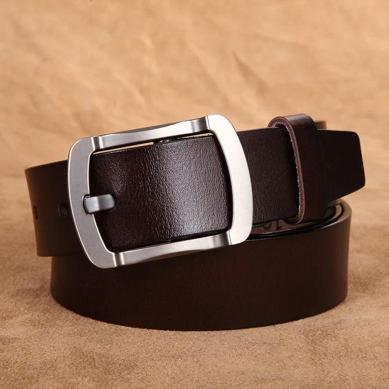 Men's Retro Leather Cowhide Belt by GJG Denim