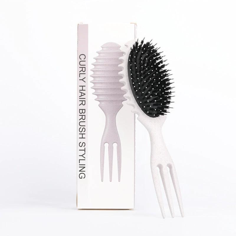 Curl Defining Bounce Hair Brush Barbershop Boar Bristle Comb Detangling Shaping Hairbrushes Professional Salon Home Styling Comb by GJG Denim