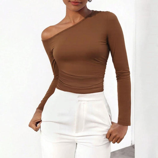 Autumn And Winter New Y2K Slim-fitting Off-shoulder Long-sleeved Bodysuit by GJG Denim