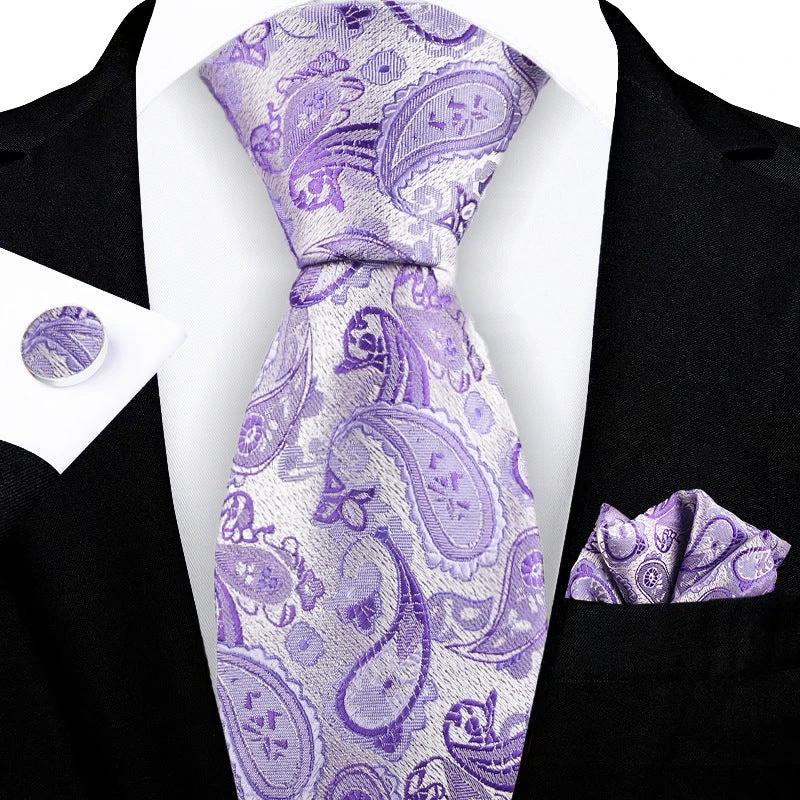 Jacquard-embroidered Cashew Flower Tie For Men by GJG Denim