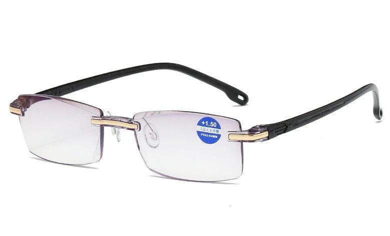 Men's Frameless Diamond Trimming Reading Glasses Anti-blue Light Film by GJG Denim