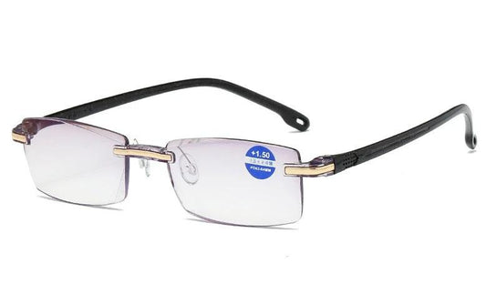 Men's Frameless Diamond Trimming Reading Glasses Anti-blue Light Film by GJG Denim