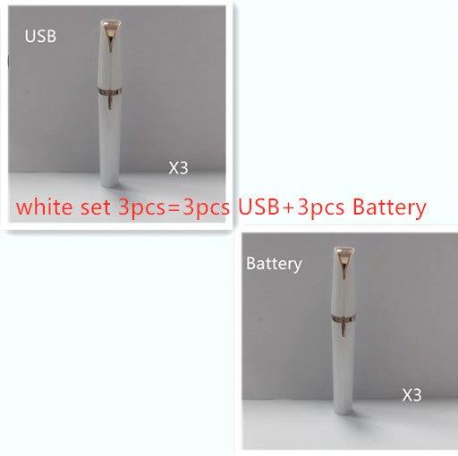 Mini Electric Eyebrow Trimmer Lipstick Brows Pen Hair Remover Painless Razor Epilator with LED Light by GJG Denim