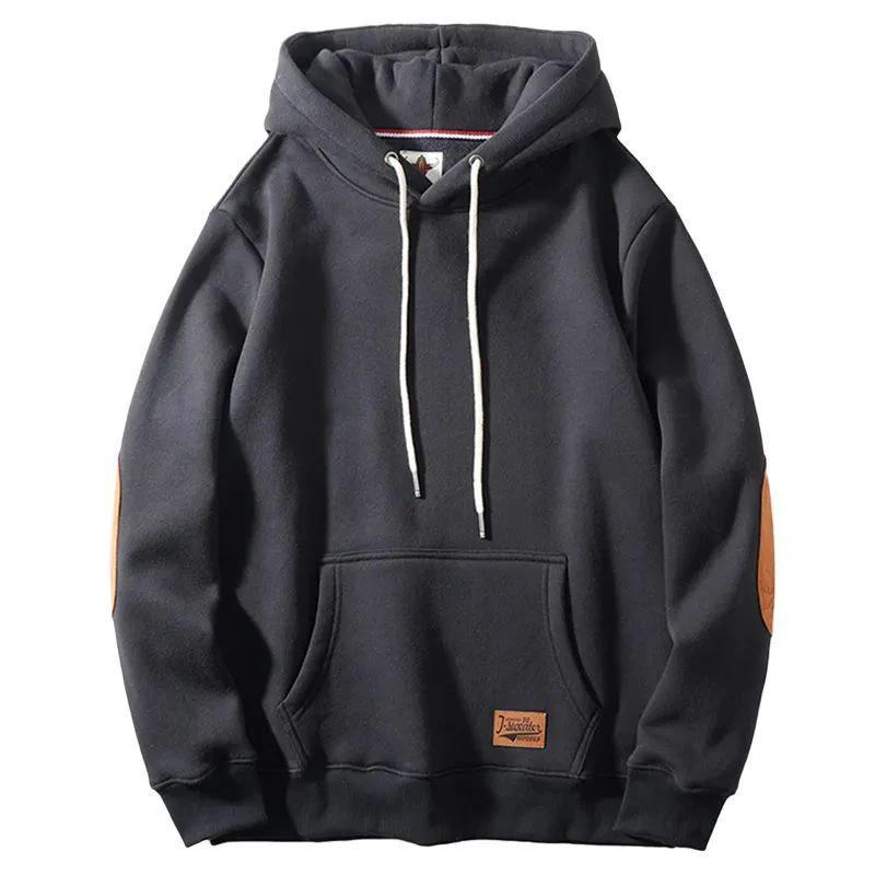 Men's Thick Warm Affixed Cloth Embroidered Hoodies by GJG Denim