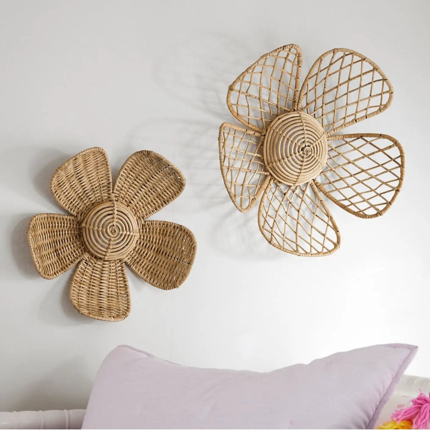 Floral Woven Rattan Wall Decor by GJG Denim