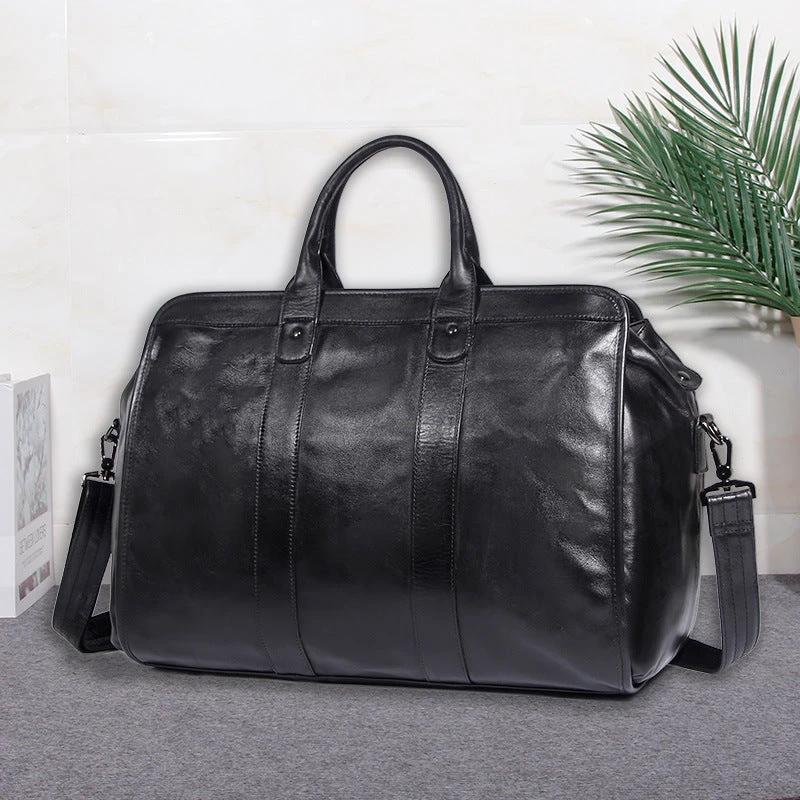 Large Capacity Genuine Leather Travel Luggage Bag Cowhide by GJG Denim