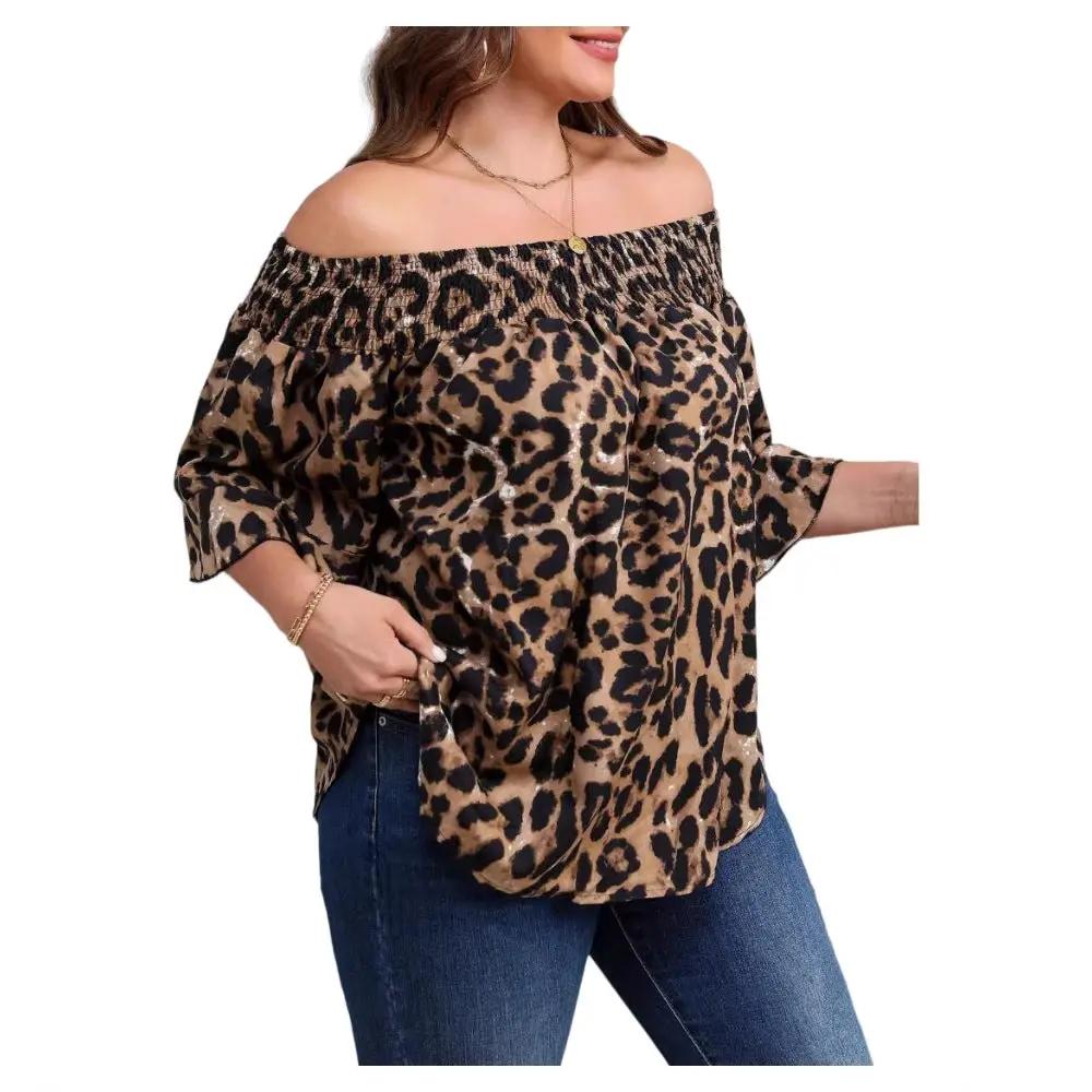 Womens Loose-fit Leopard-print Shirt by GJG Denim