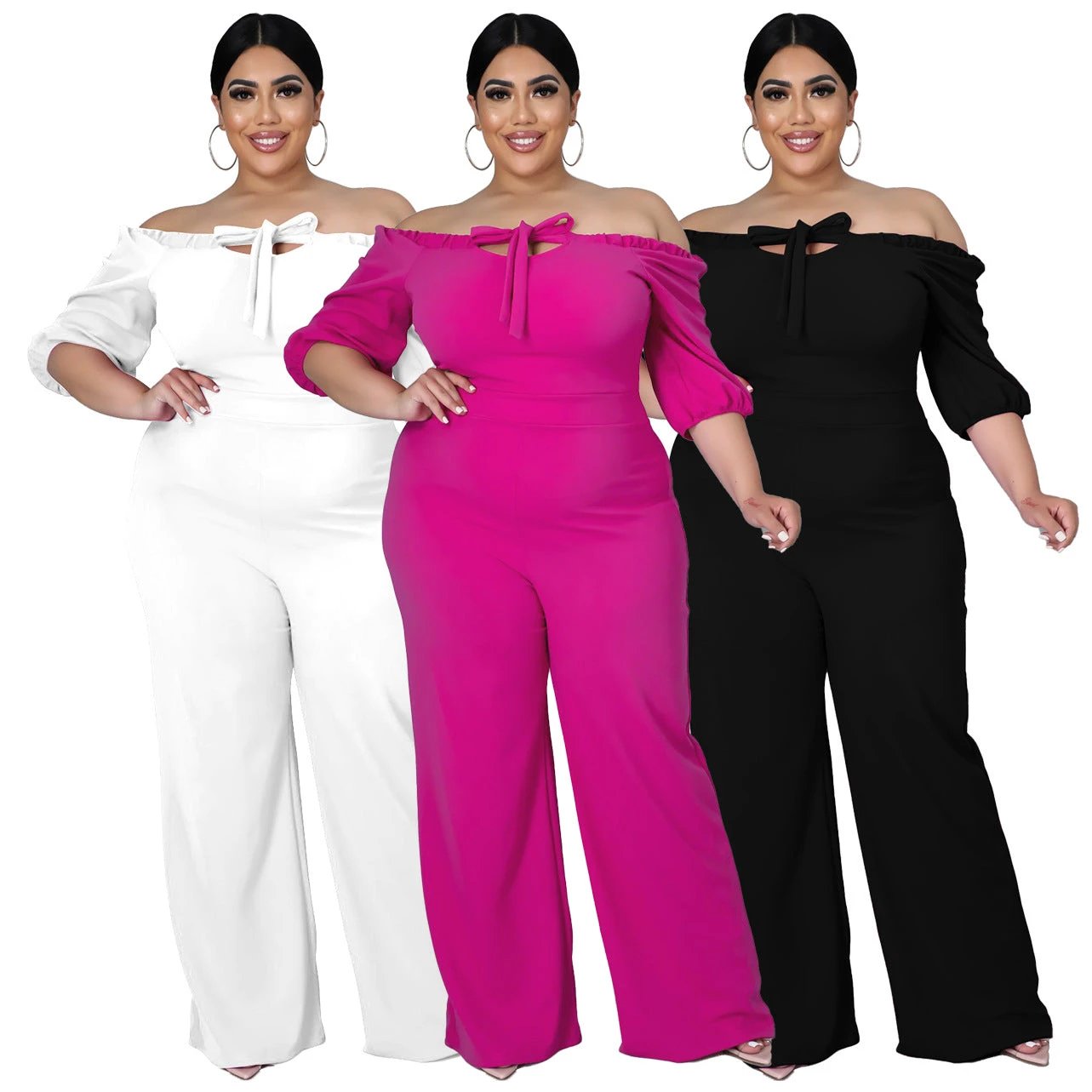 Women's Plus-Size Off-the-Shoulder Sexy Tube Jumpsuit by GJG Denim