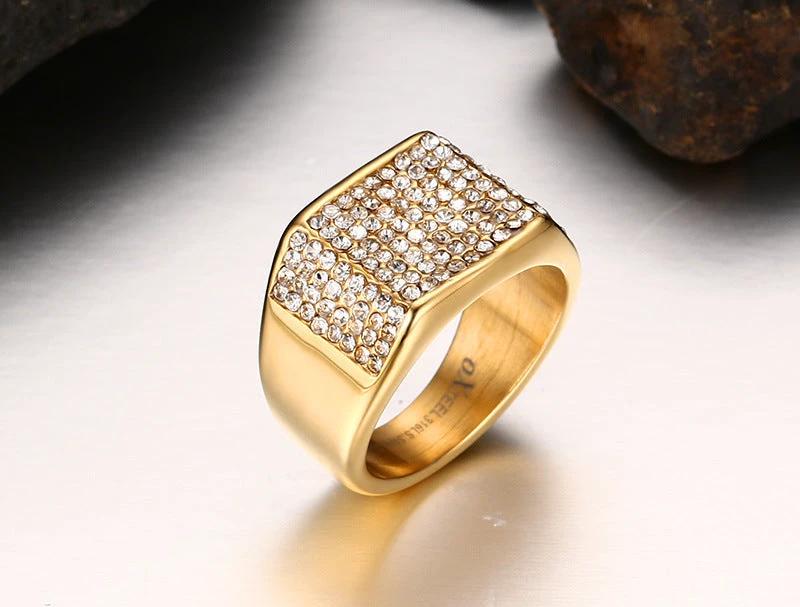 Men's Titanium Steel Zircon Ring by GJG Denim