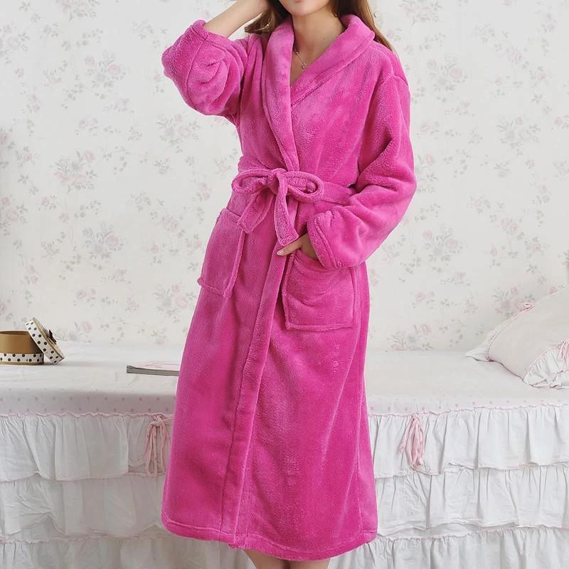 Coral Fleece Pajamas Women Thickened Flannel Long-sleeved Men's Bathrobes Home Clothes by GJG Denim