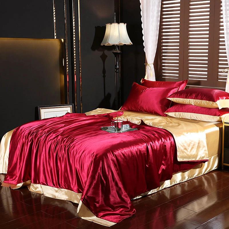Pure-color Double-sided Silk Quilt Cover Four-piece Set by GJG Denim