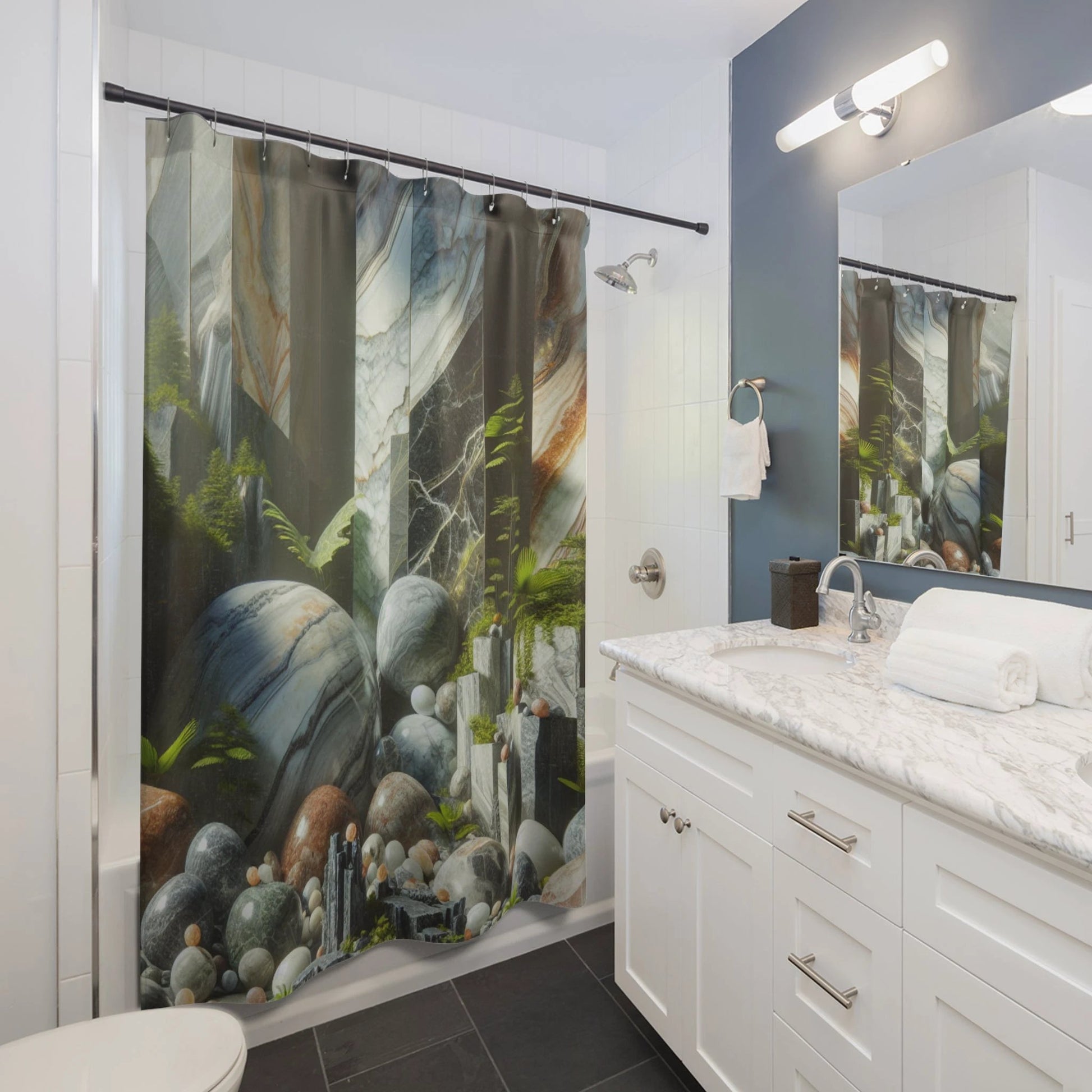 Nature-Inspired Shower Curtains, Elegant Bathroom Décor, Marble Design, Home Spa Vibe, Unique Gift for Holidays by Printify