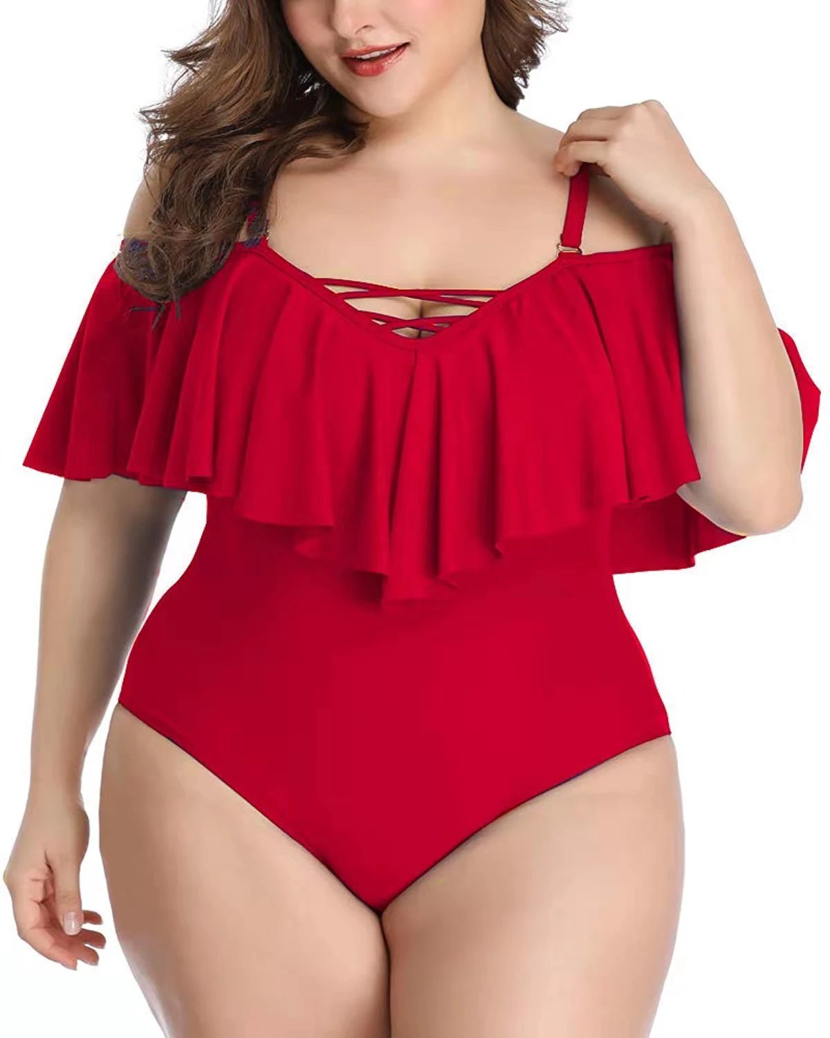 Ruffled plus size slimming bikini by GJG Denim