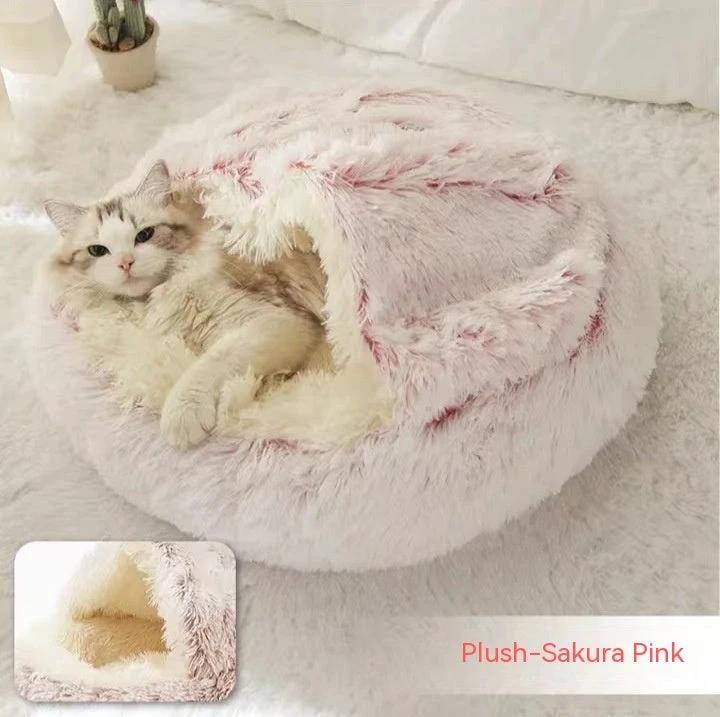 2 In 1 Dog And Cat Bed Pet Winter Bed Round Plush Warm Bed House Soft Long Plush Pets Bed Pet Products by GJG Denim