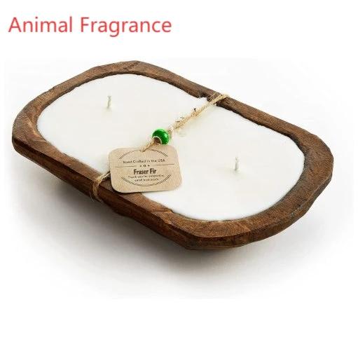 Retro Lavender Wooden Basin Candles Three Wick Aromatherapy Candle by GJG Denim