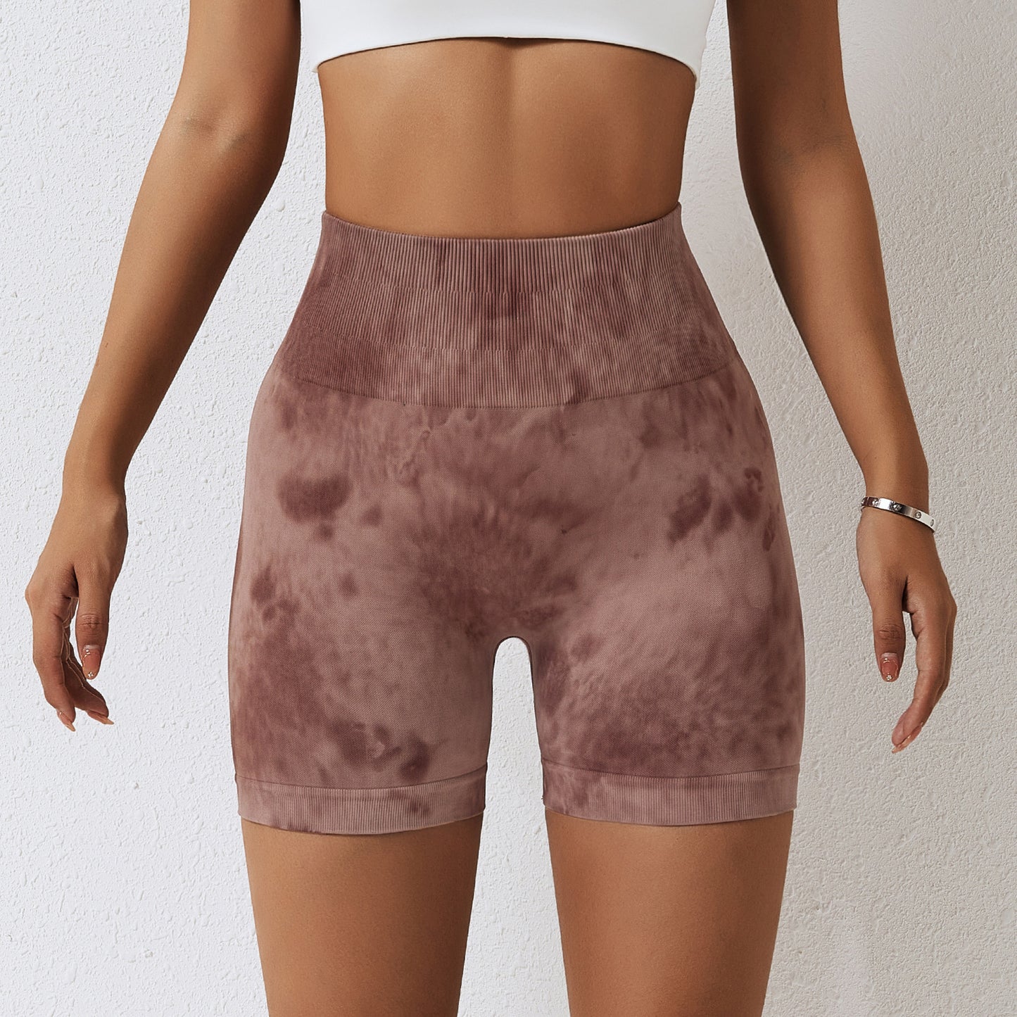 Splash Dyed Seamless Yoga Shorts For Women by GJG Denim