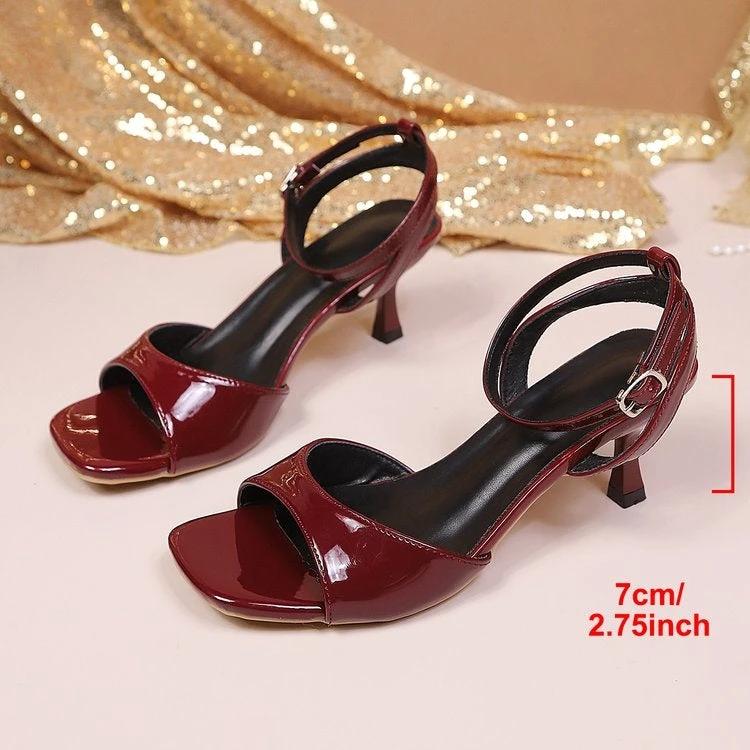 Women's Square Toe Single Buckle Strap Elegant Sandals by GJG Denim
