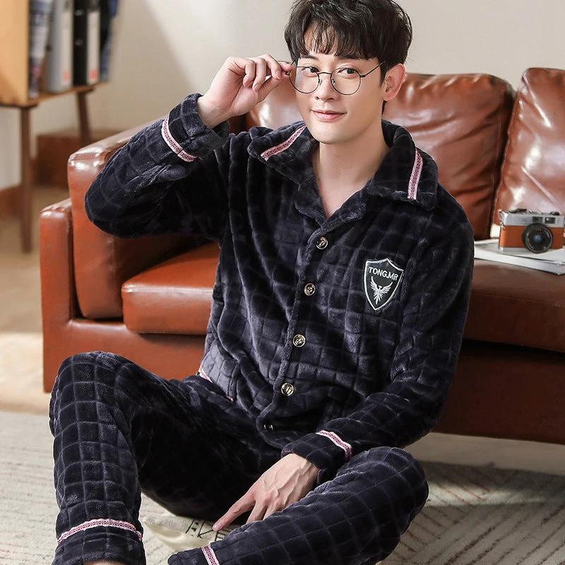 Flannel Warm And Thick Men's Pajamas by GJG Denim