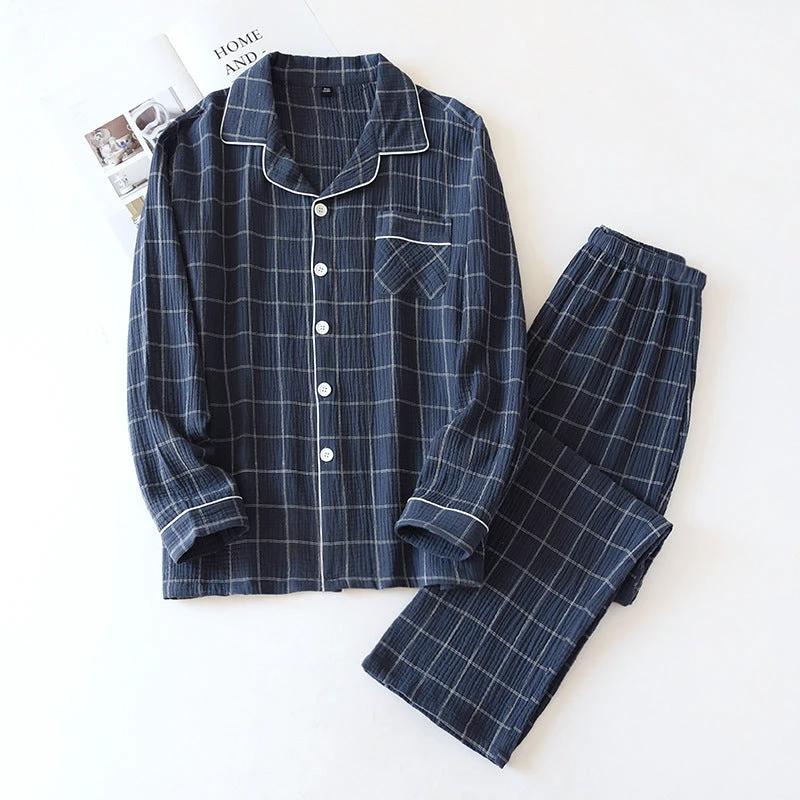 Plaid Long-Sleeved Pajamas by GJG Denim