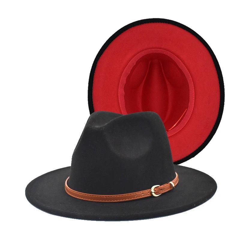 Men's Wool Double-sided Color Matching Jazz Hat by GJG Denim