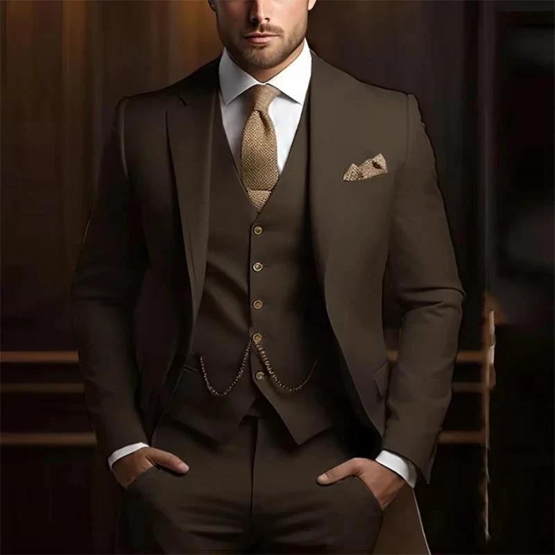 Men's High-grade Gentleman Temperament Slim Three-piece Suit by GJG Denim