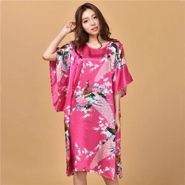 Printed peacock plus size nightdress by GJG Denim
