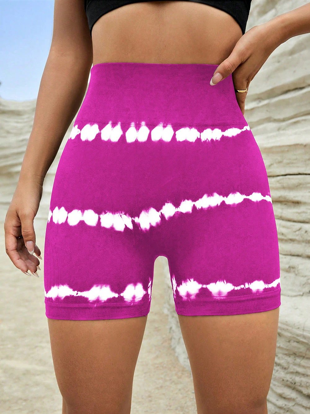 High Waist Tie-dye Yoga Shorts For Women Shorts by GJG Denim