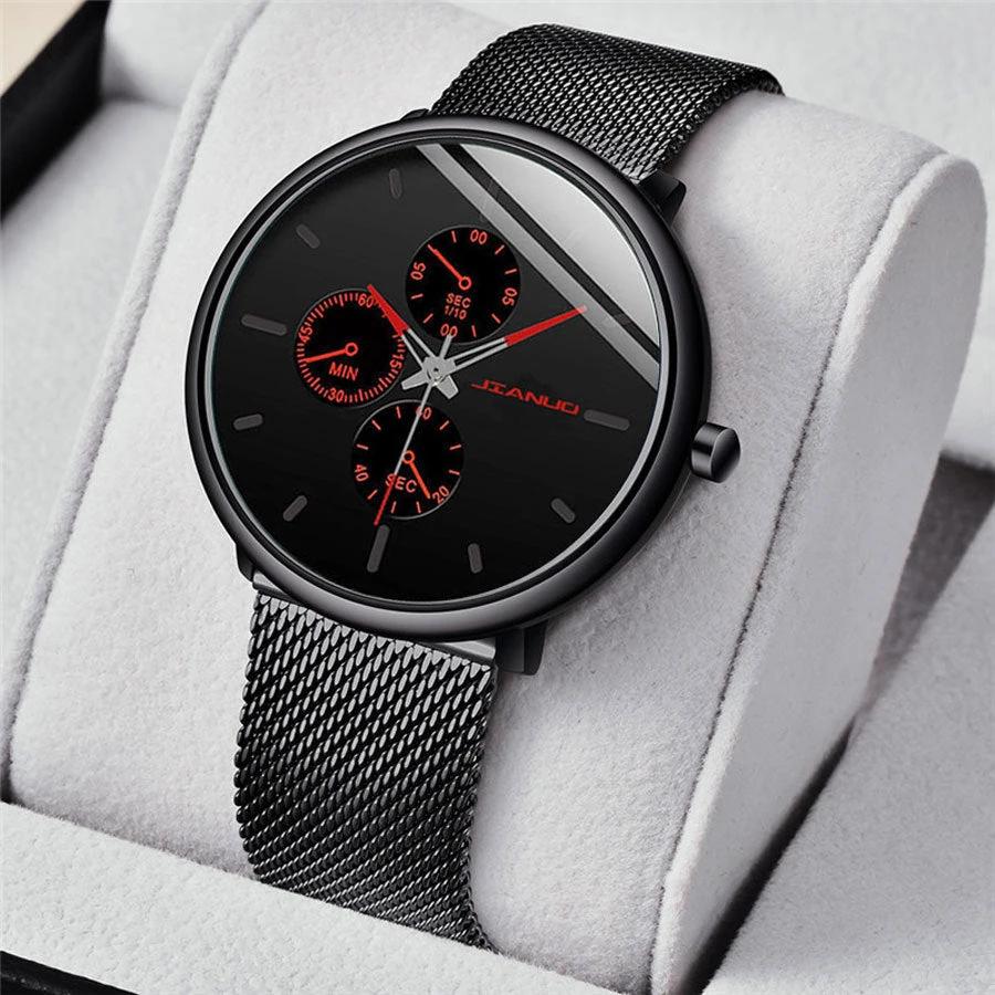 Men's Mesh-band Quartz Casual Business Luminous Watch by GJG Denim