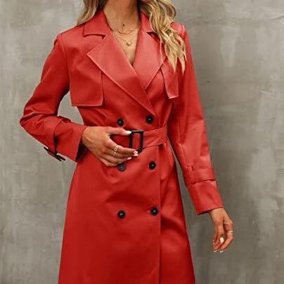 European And American Autumn Women's Double Breasted Fashion Casual Trench Coat by GJG Denim