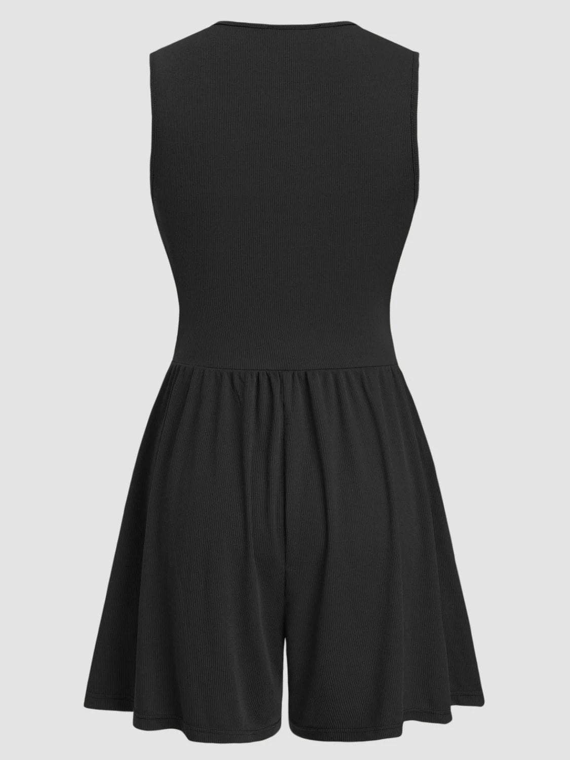 Ruched Plunge Sleeveless Romper by Lady Ros