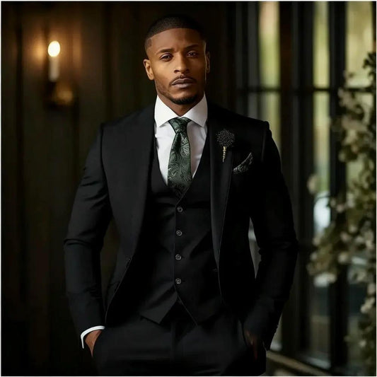 Men's Fashionable Casual Slim-Fit Three-Piece Suit by GJG Denim