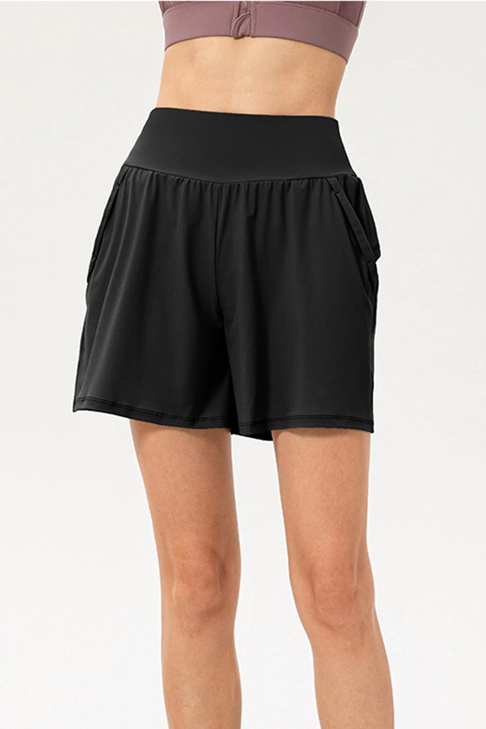 Pocketed Elastic Waist Active Shorts by Lady Ros