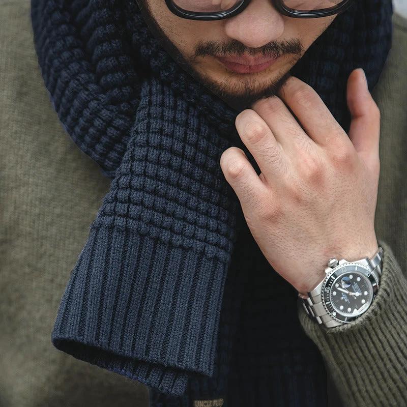 Retro Knitted Woolen Warm Scarf For Men by GJG Denim