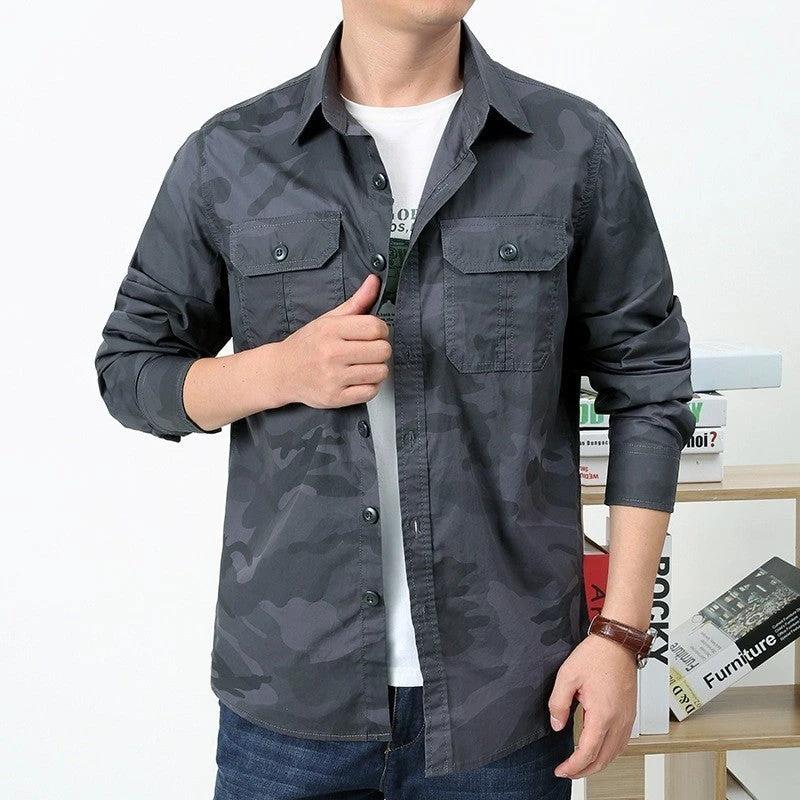 Loose Outdoor Casual Camouflage Shirt by GJG Denim