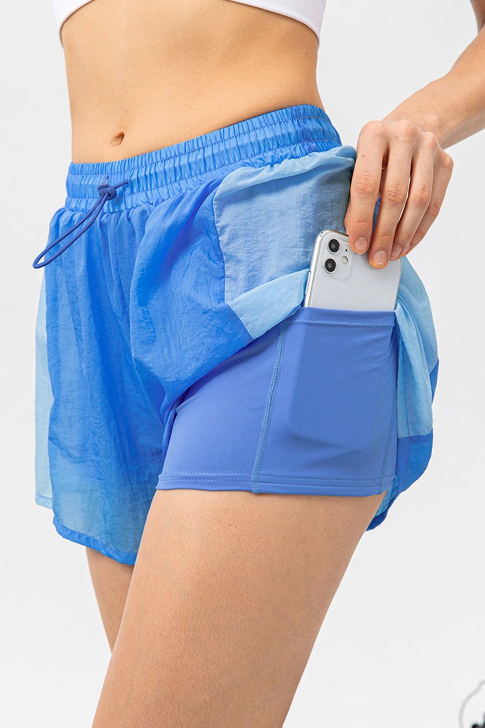 Color Block Drawstring Active Shorts by Lady Ros
