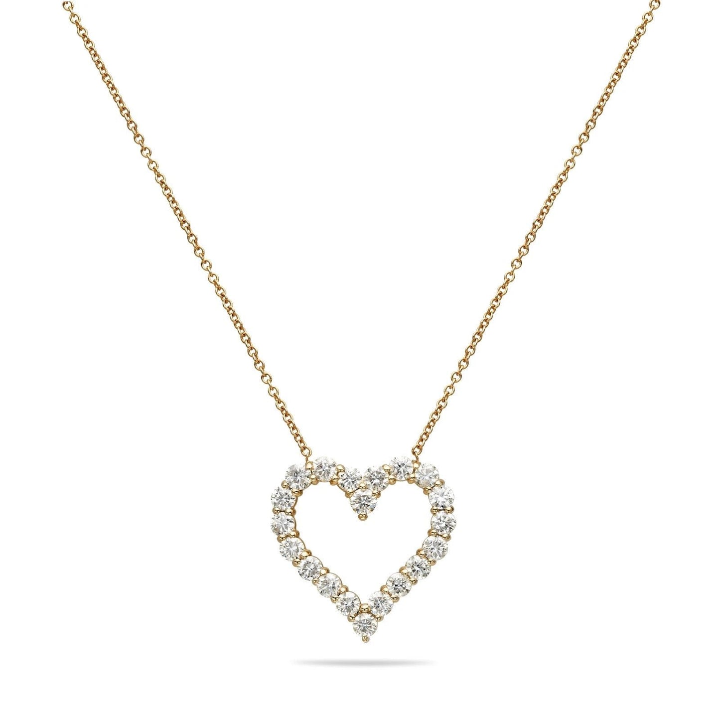 Natural Diamond Straight Heart Outline Pendant in 14K Yellow Gold – 4.02ctw by Jewelry Mazal