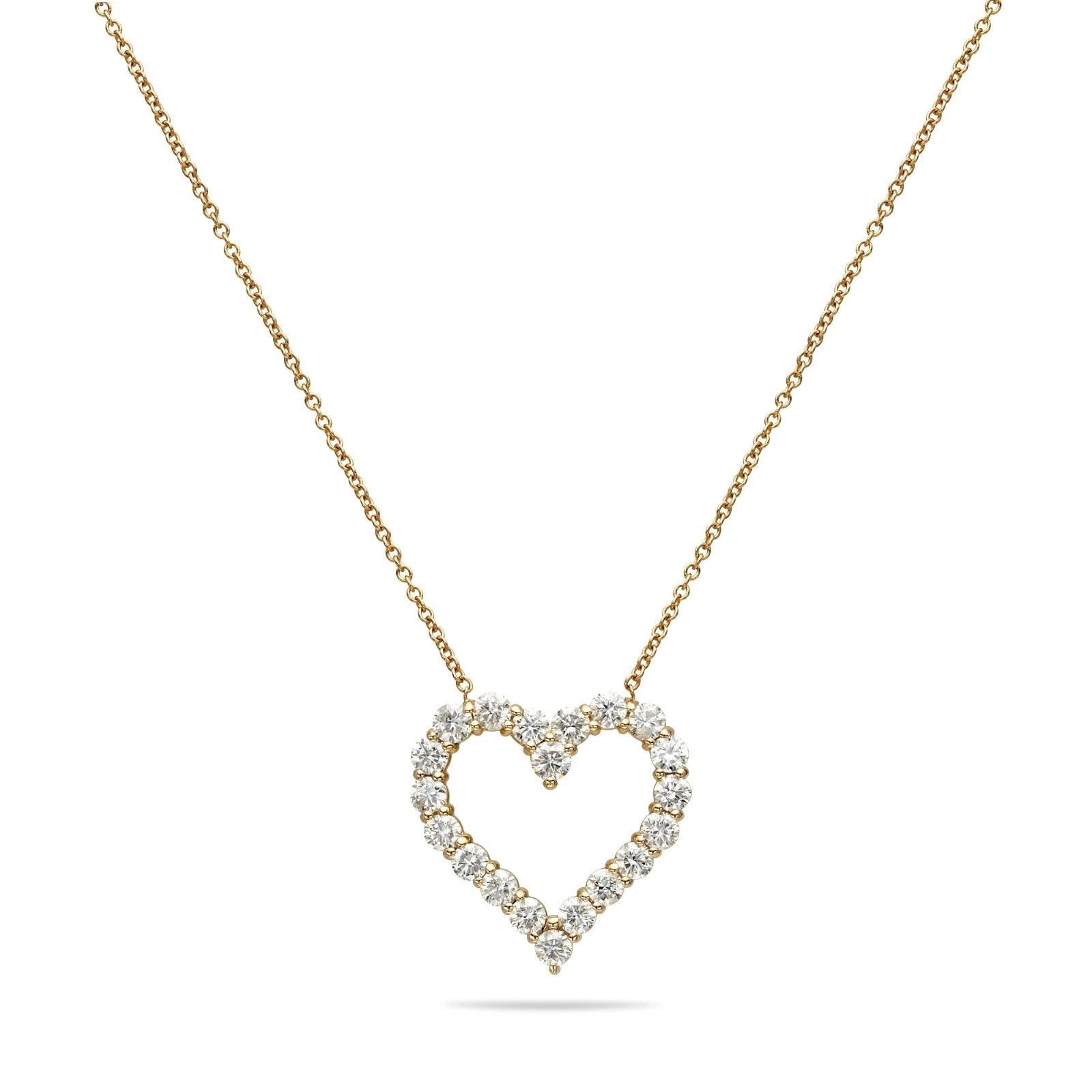 Natural Diamond Straight Heart Outline Pendant in 14K Yellow Gold – 4.02ctw by Jewelry Mazal