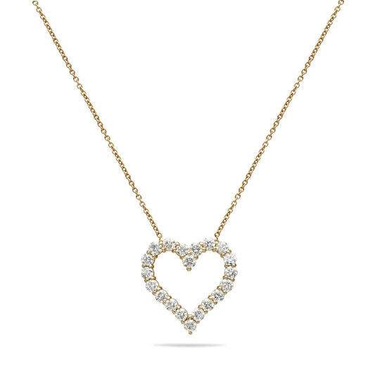 Natural Diamond Straight Heart Outline Pendant in 14K Yellow Gold – 4.02ctw by Jewelry Mazal