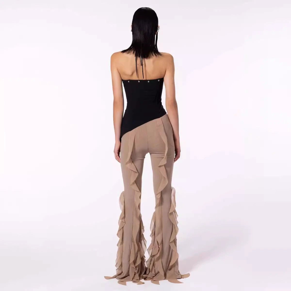 Ear Flying Pants Slim-fit Micro Flared Pants Women by GJG Denim